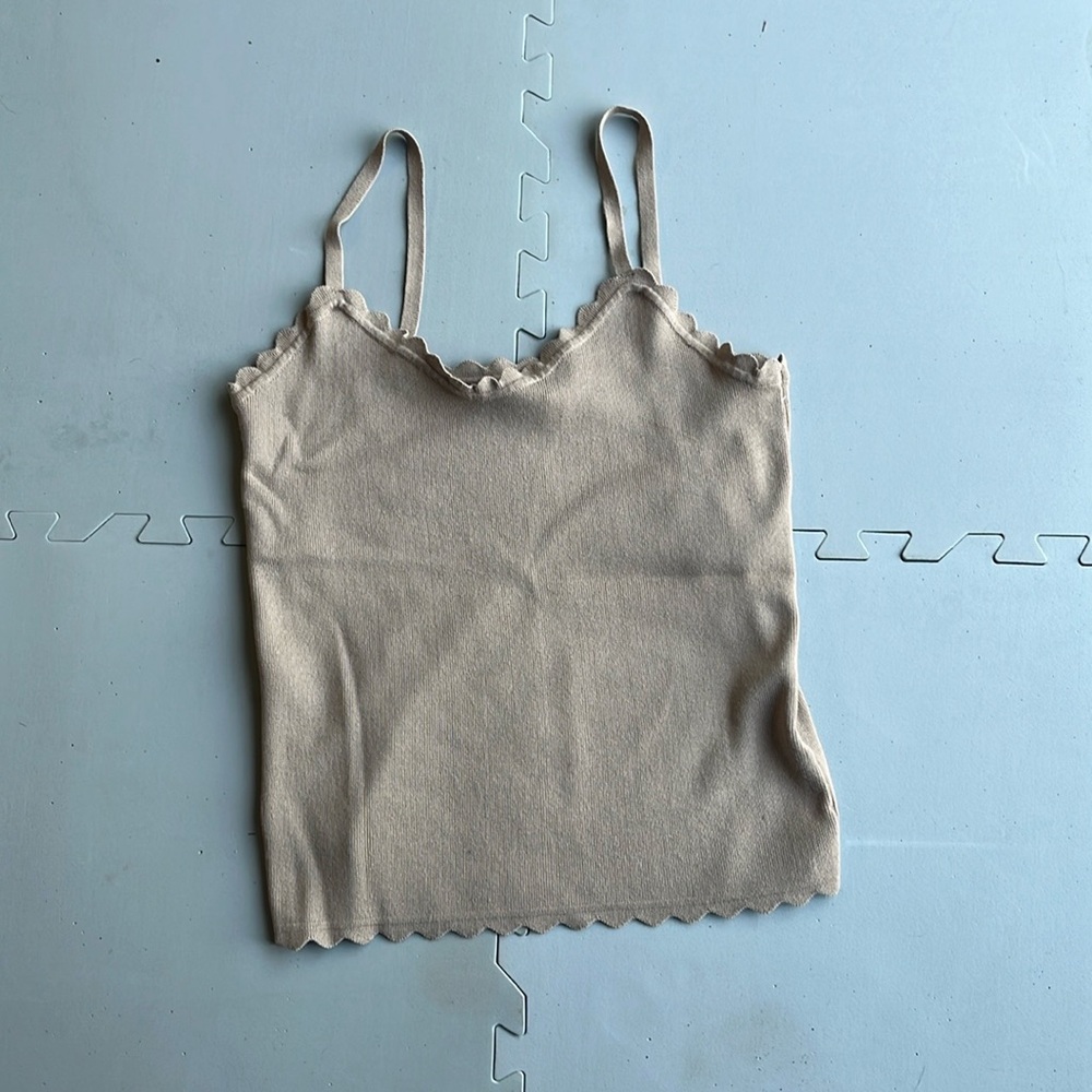Tan petal tank top